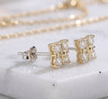 [Pair] 18K Yellow Gold Snowflake Four-Leaf Clover Stud Earrings, 0.80ctw