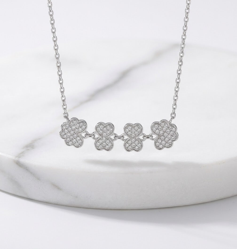 PT950 Platinum Convertible Four-Leaf Clover Dancing Necklace, 0.60ctw