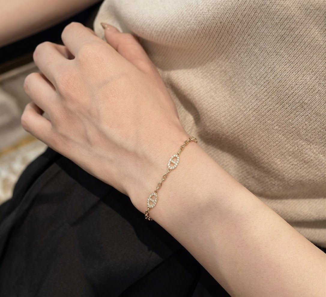 18K Yellow Gold Pig-Nose Link Bracelet, 0.30ctw