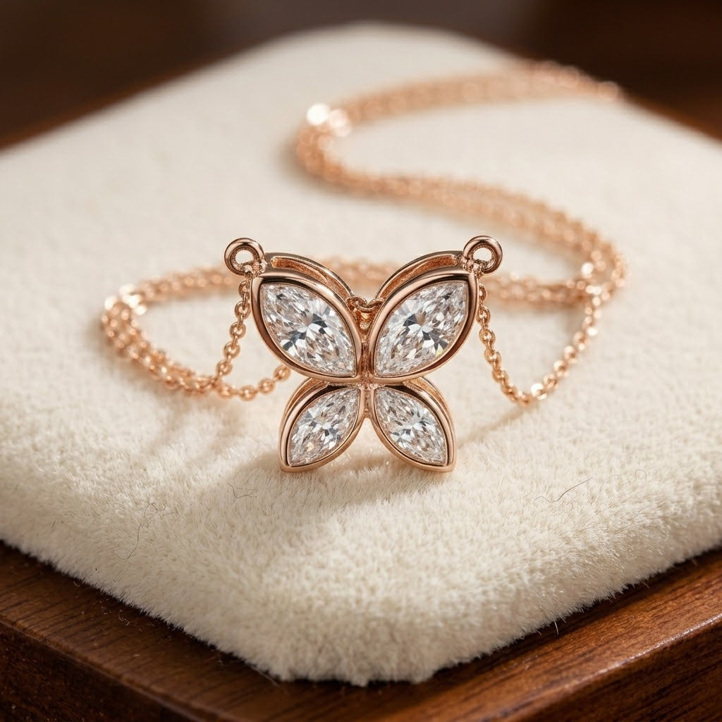 18K Rose Gold Kaleidoscope Four-Leaf Clover Pendant with Enhancer Clasp, 0.70ctw