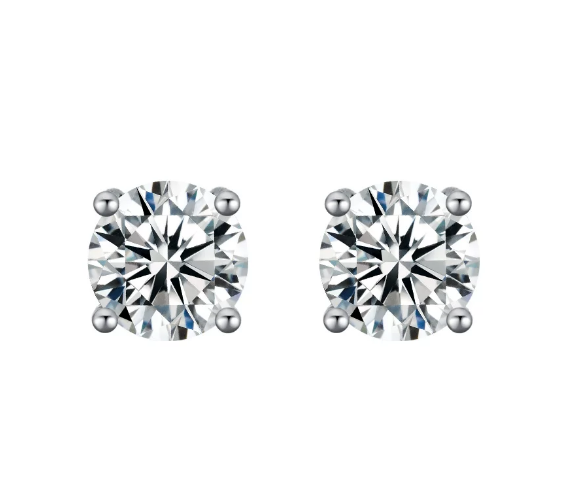 [Pair] Four-Prong Stud Earrings, 1.00 ct each