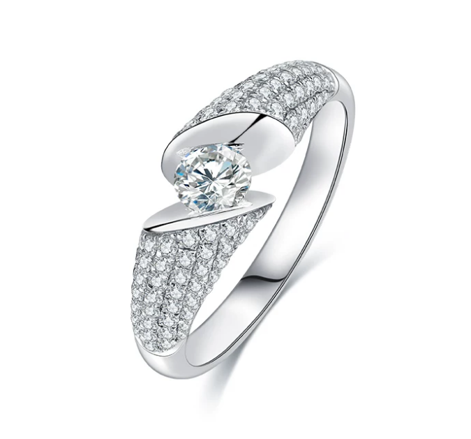 PT950 Platinum Phantom Mirror Diamond Illusion Ring, 0.30 ct center stone