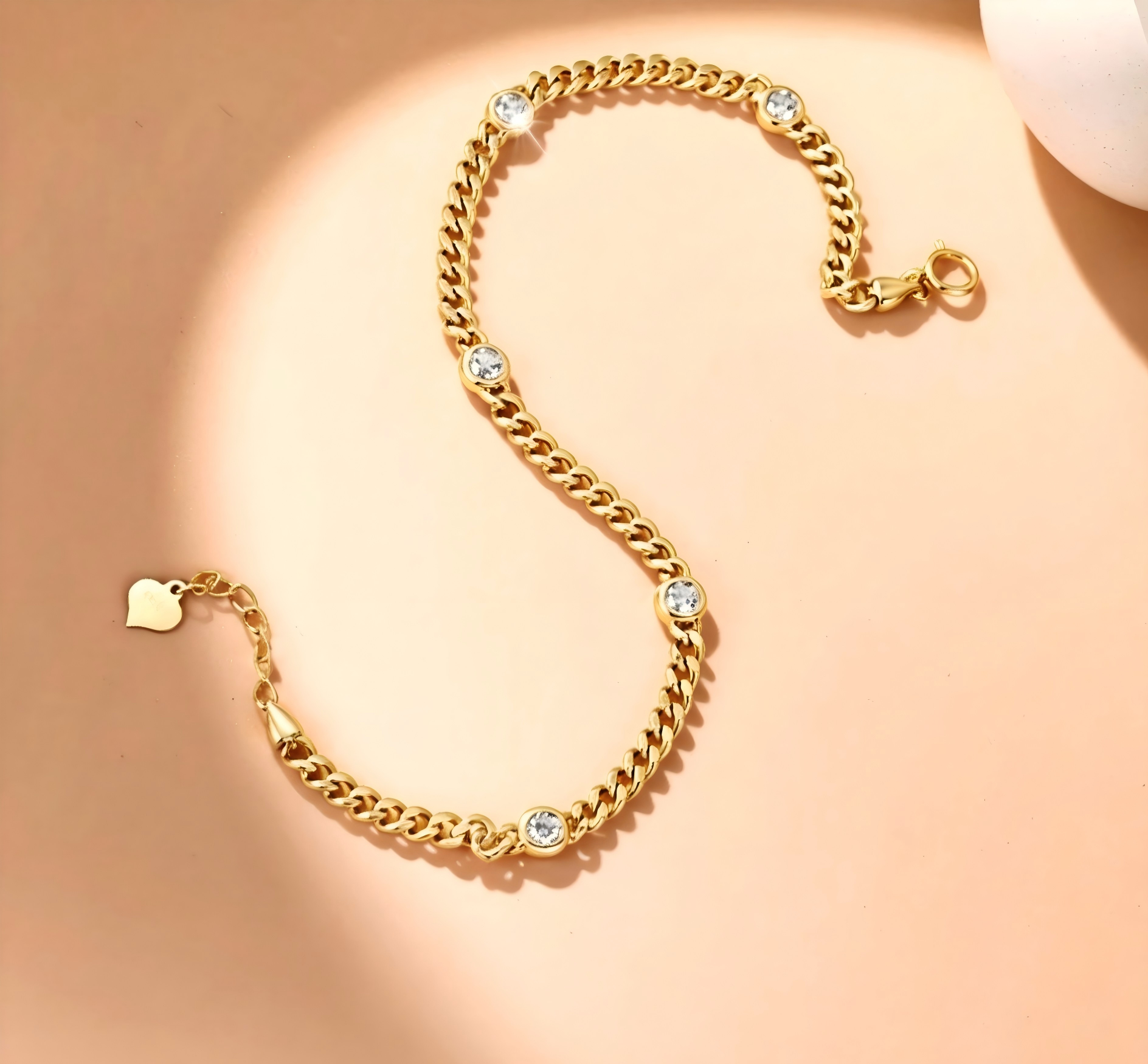 18K Yellow Gold Bubble Cuban Bracelet, 0.40ctw