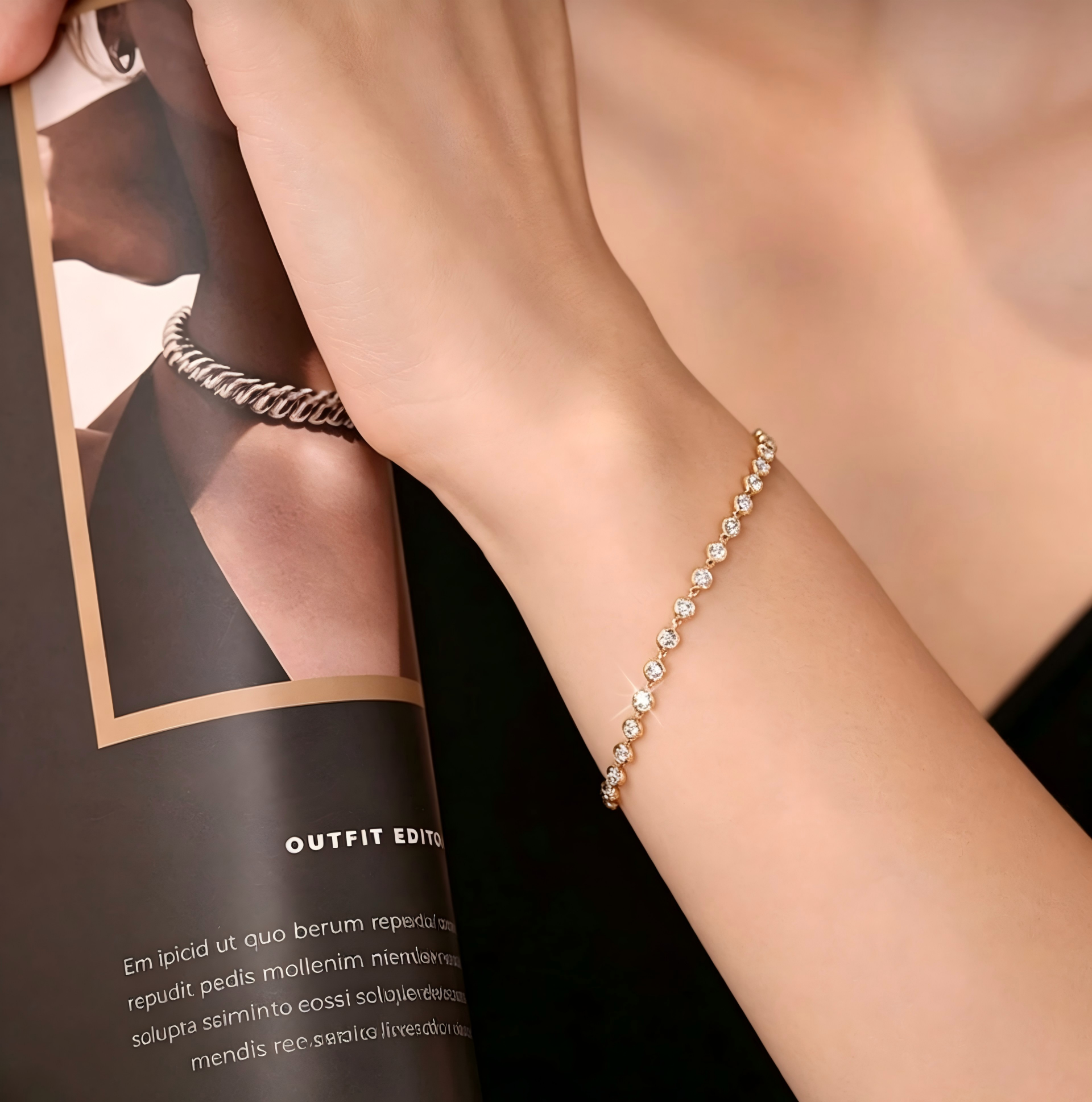 18K White Gold Petite Bubble Bracelet, 2.00ctw