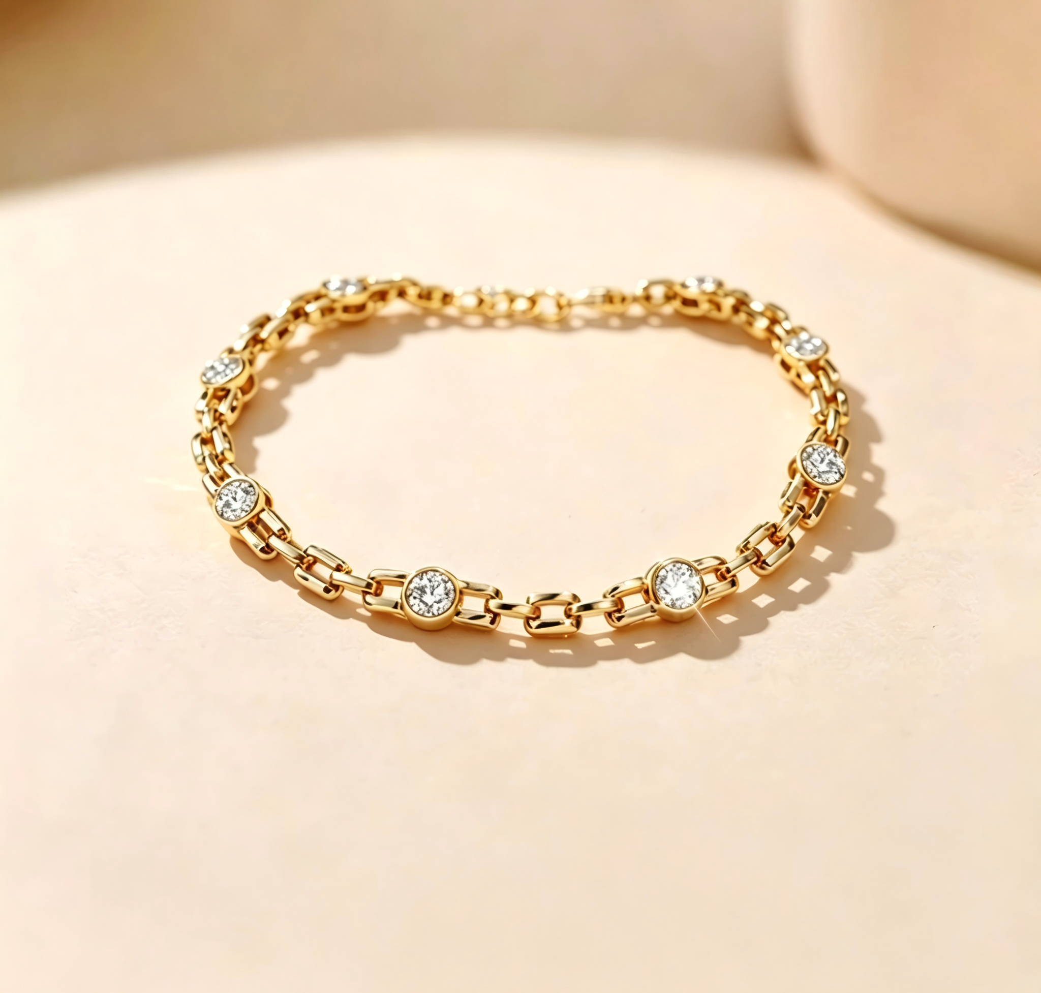 9K Yellow Gold Color Tank Bubble Bracelet, 0.90ctw