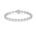 18K White Gold Full-Diamond Pear-Shaped Bracelet, 0.30 ct each