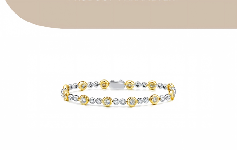 18K White & Yellow Gold Graduated Bubble Bracelet, 4.20ctw