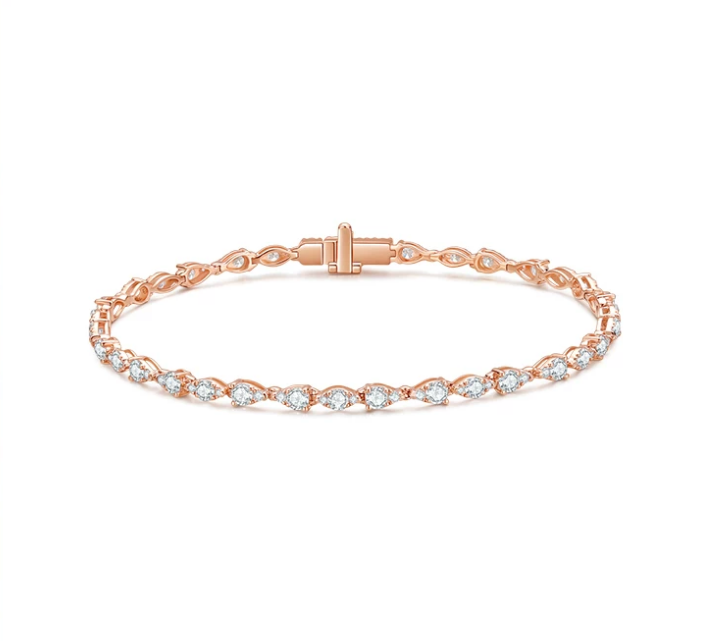 18K White Gold Floral Pear & Marquise Bracelet, 2.50ctw