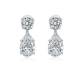 [Pair] 18K White Gold Angel Tear Stud Earrings, 2.00ctw center stones