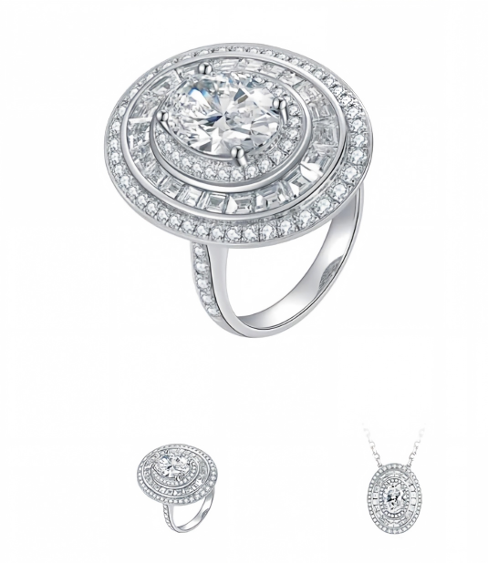 PT950 Platinum Roman Miracle Convertible Ring, 3.00 ct center stone