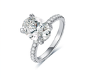 PT950 Platinum Oval Slim Shank Diamond Accent Ring, 3.00 ct