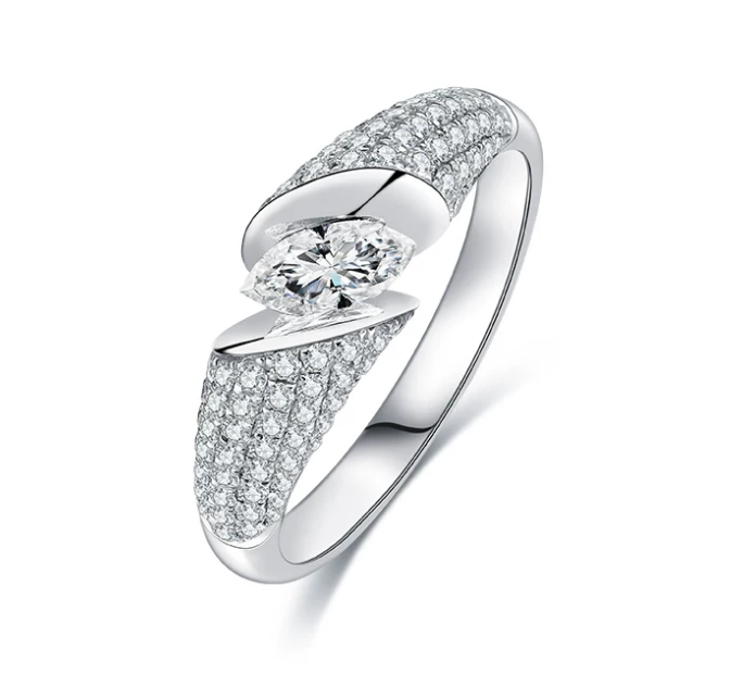 PT950 Platinum Phantom Mirror Diamond Illusion Ring, 0.30 ct center stone
