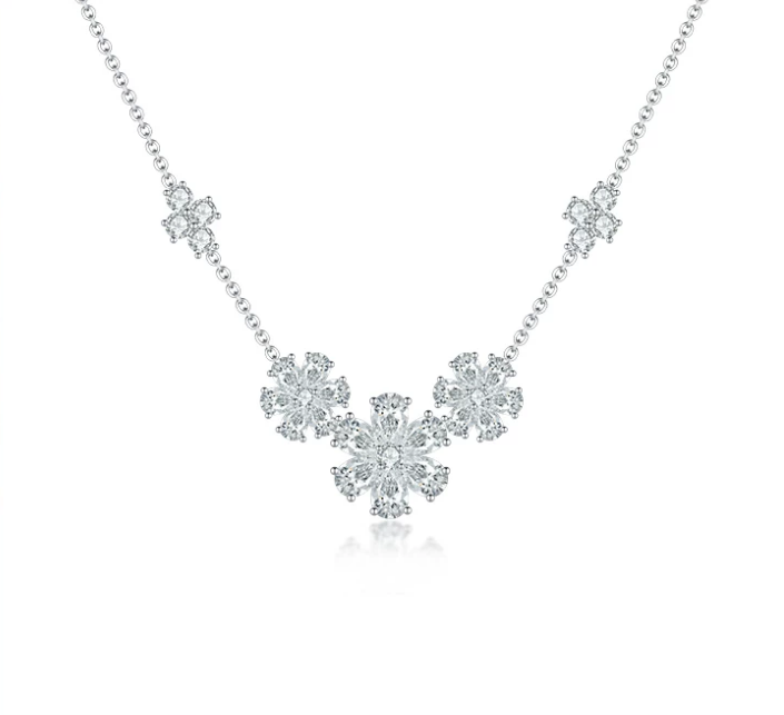 PT950 Platinum Forget-Me-Not Daisy Necklace, 2.00ctw