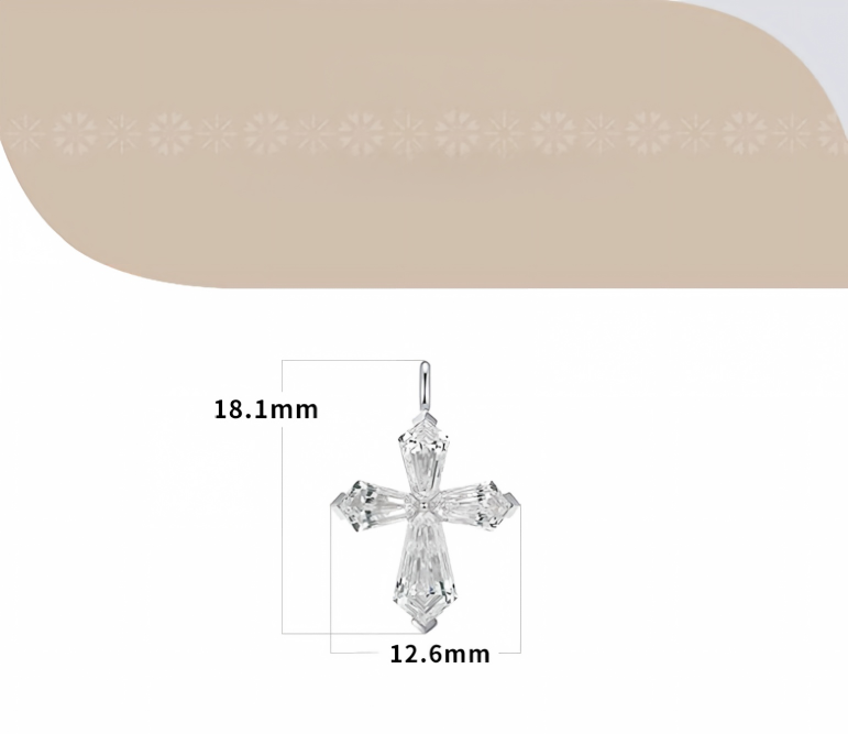18K White Gold Kite-Cut Cross Necklace, 1.00ctw