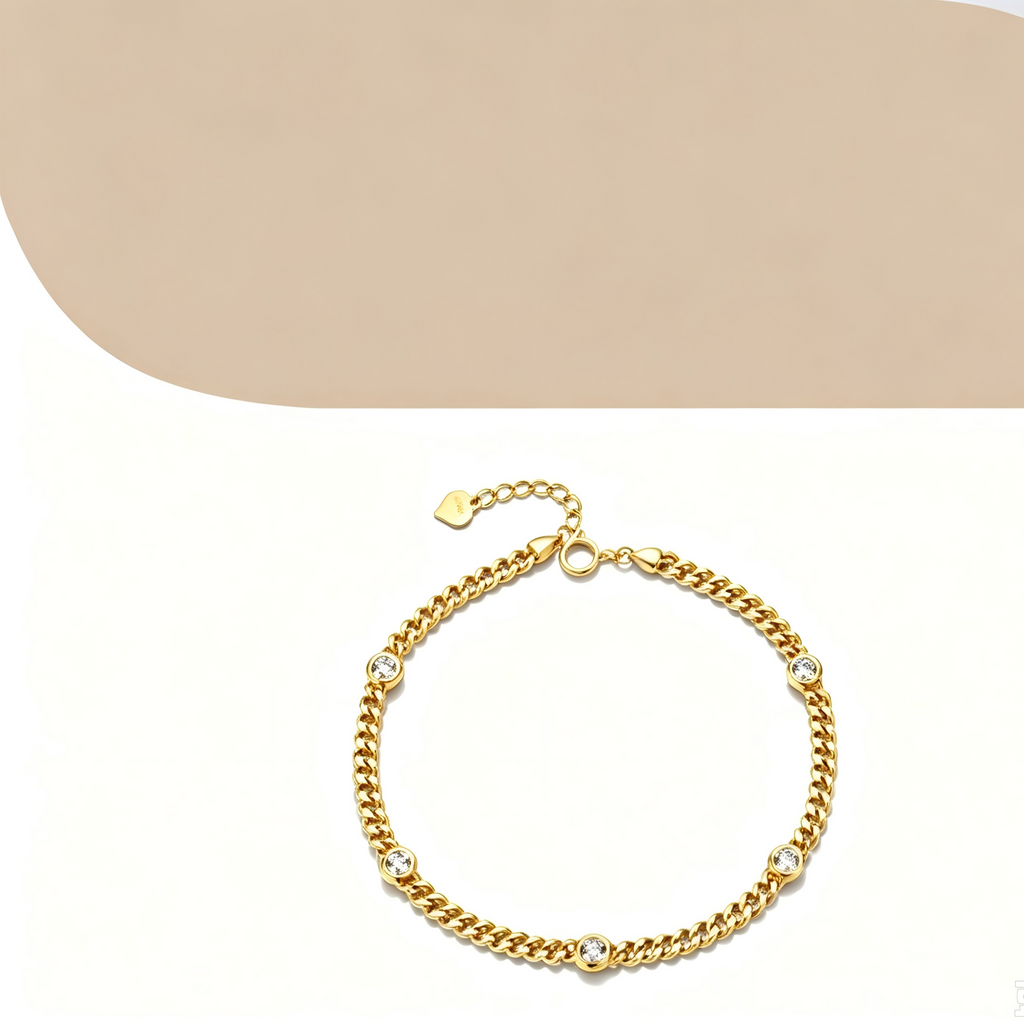 18K Yellow Gold Bubble Cuban Bracelet, 0.40ctw