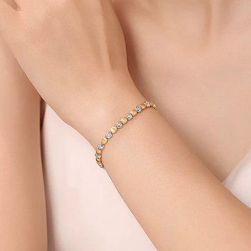 18K White & Yellow Gold Brushed Rhythm Bracelet, 0.90ctw
