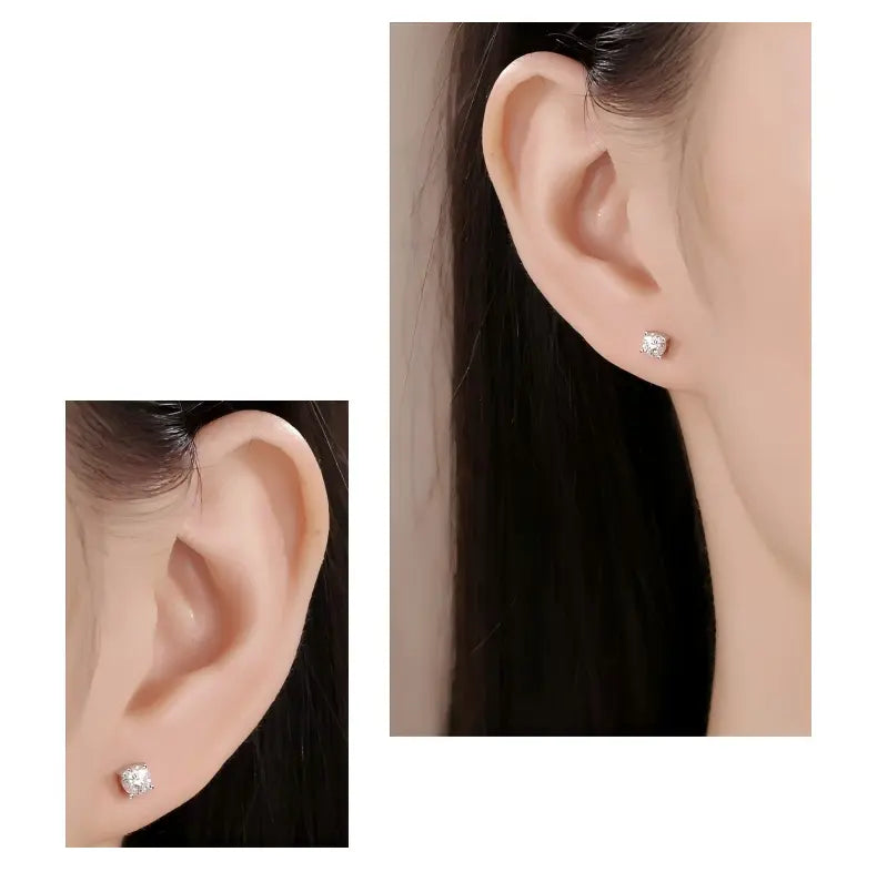[Pair] Four-Prong Stud Earrings, 1.00 ct each