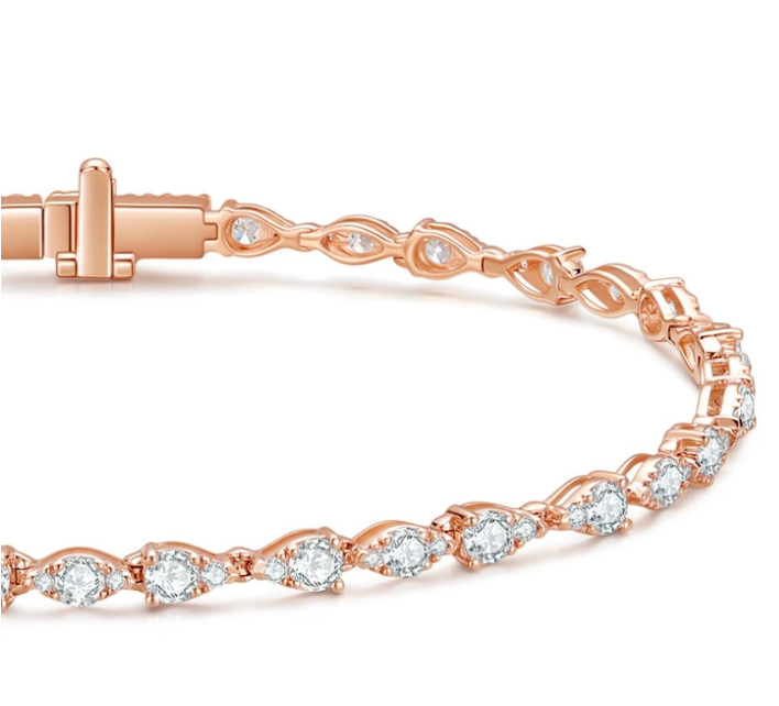 18K White Gold Floral Pear & Marquise Bracelet, 2.50ctw