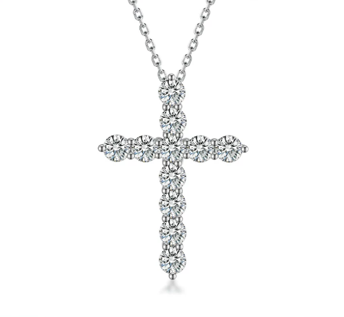 18K White Gold Small Cross Necklace