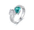 18K White Gold Lightning Double Pear Paraiba-Color Diamond Ring, 2.60ctw