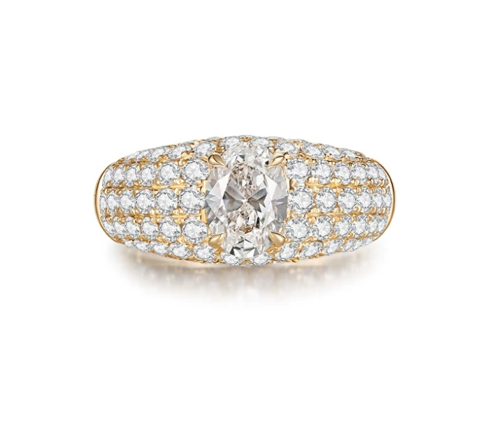 18K White Gold Oval Celestial Full-Diamond Ring, 1.00 ct center stone
