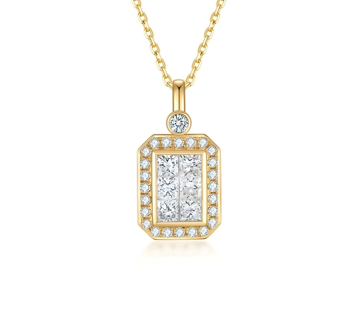 18K White Gold Diamond Pave Perfume Bottle Pendant with Enhancer Clasp