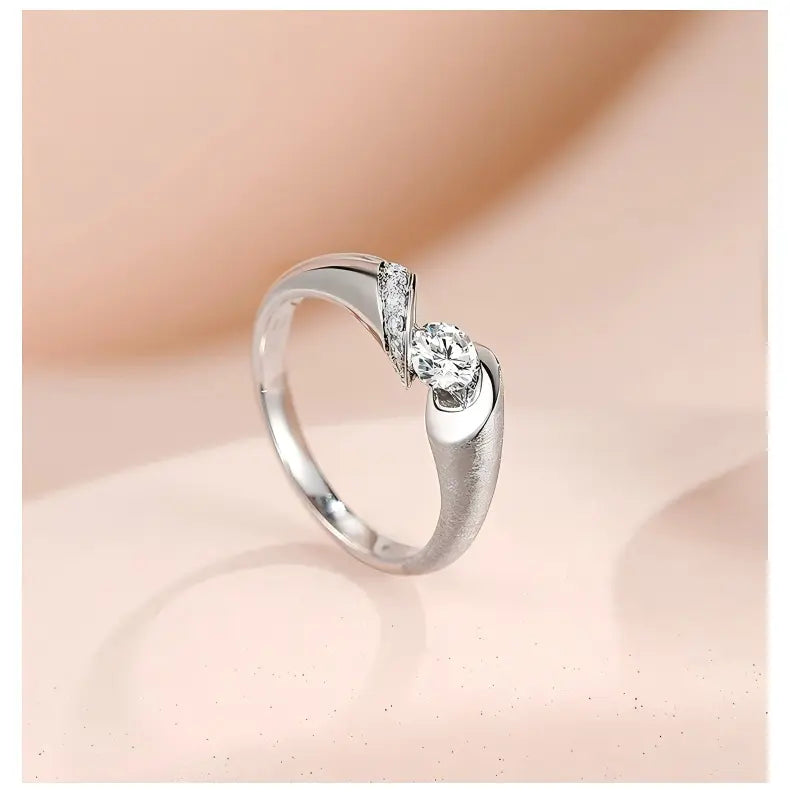 PT950 Platinum Phantom Mirror-Brushed Ring, 0.30 ct center stone