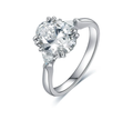 PT950 Platinum Oval Three-Stone Edge Ring, 2.00 ct center stone