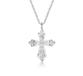 18K White Gold Kite-Cut Cross Necklace, 1.00ctw