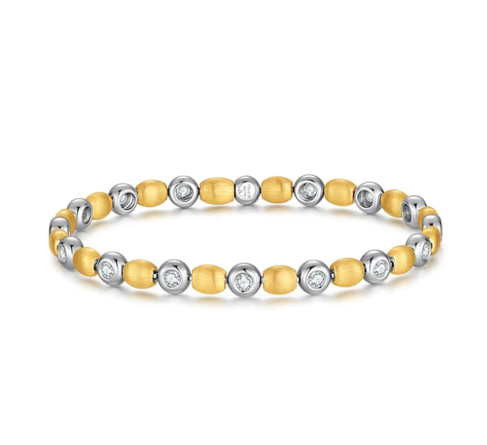 18K White & Yellow Gold Brushed Rhythm Bracelet, 0.90ctw