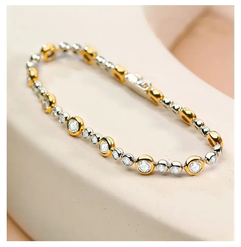 18K White & Yellow Gold Graduated Bubble Bracelet, 4.20ctw