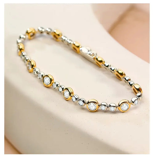 18K White & Yellow Gold Graduated Bubble Bracelet, 4.20ctw