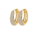 [Pair] 18K Yellow Gold Diamond Pave Hoop Earrings