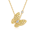 18K Yellow Gold Marquise Yellow Diamond Butterfly Necklace, 0.10 ct center stone