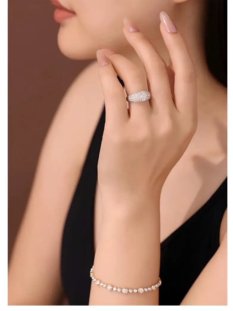 18K White Gold Oval Celestial Full-Diamond Ring, 1.00 ct center stone