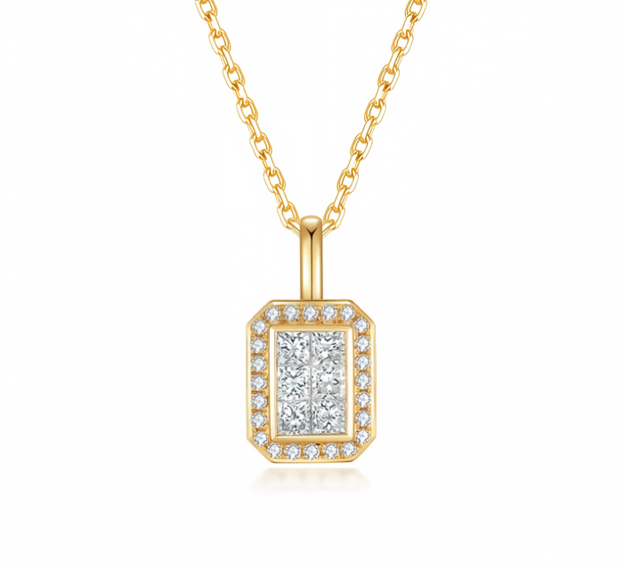 18K White Gold Diamond Pave Perfume Bottle Pendant with Enhancer Clasp