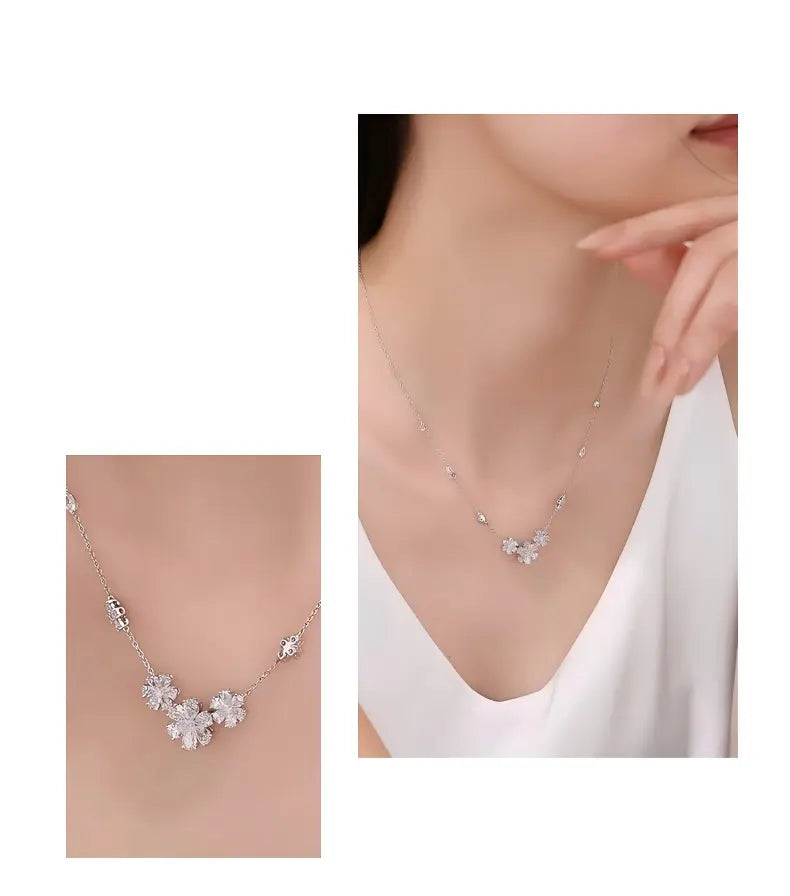PT950 Platinum Forget-Me-Not Daisy Necklace, 2.00ctw