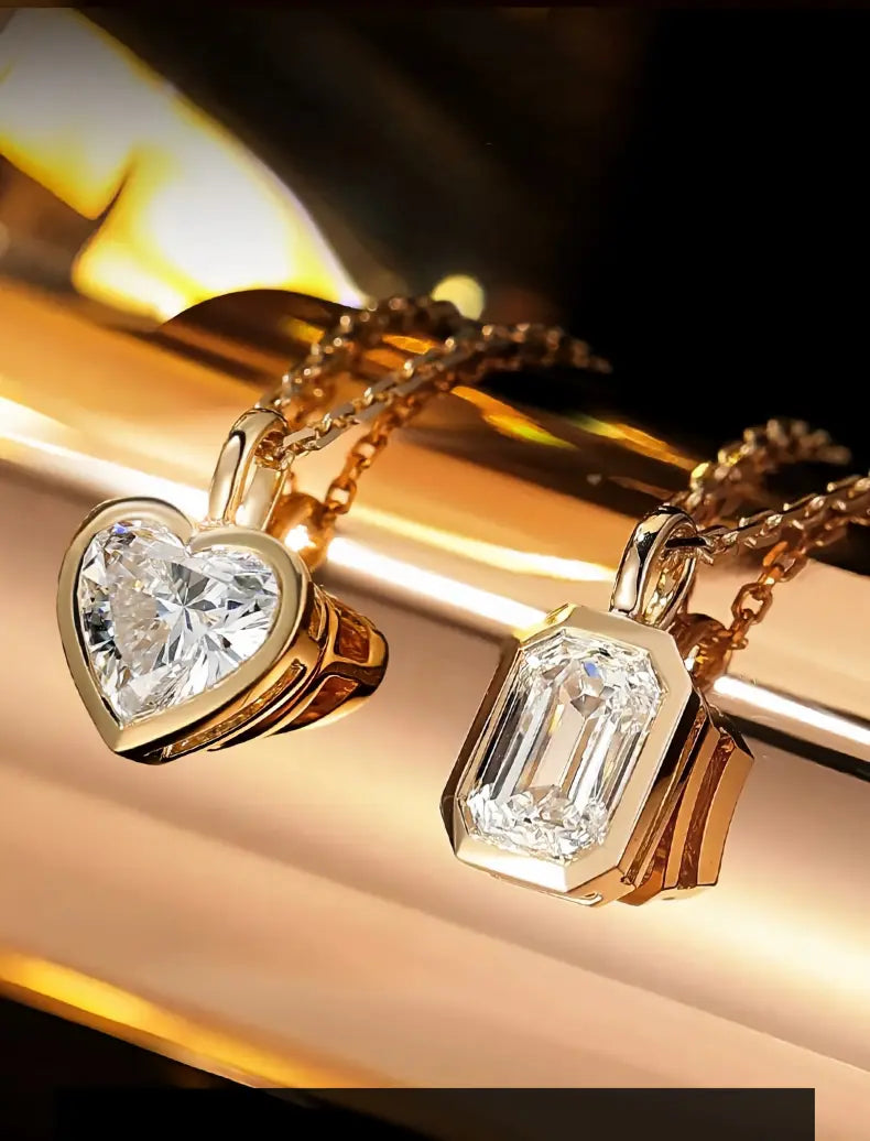 18K Yellow Gold Bezel-Set Emerald-Cut Pendant, 1.00 ct
