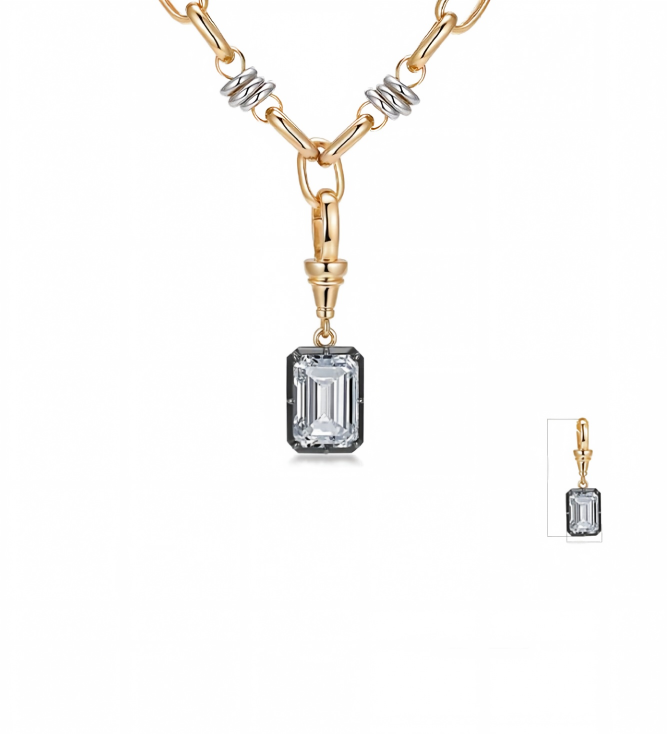 18K Yellow Gold Oval Black-Gold Pendant with Enhancer Clasp, 1.00 ct