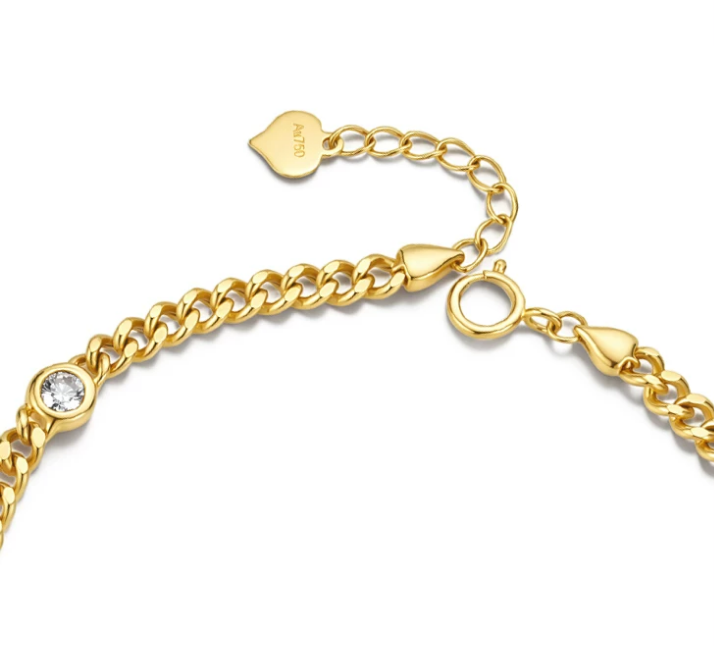 18K Yellow Gold Bubble Cuban Bracelet, 0.40ctw