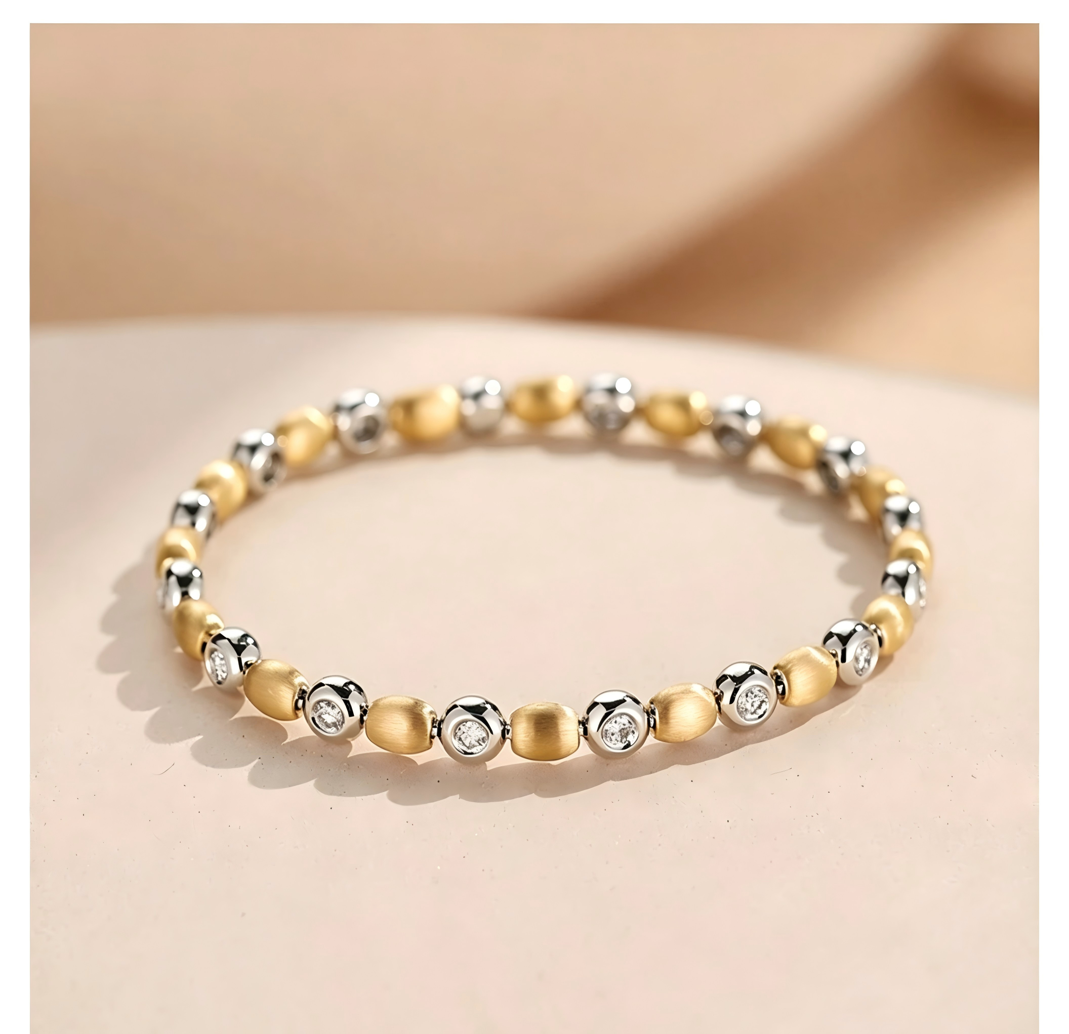 18K White & Yellow Gold Brushed Rhythm Bracelet, 0.90ctw