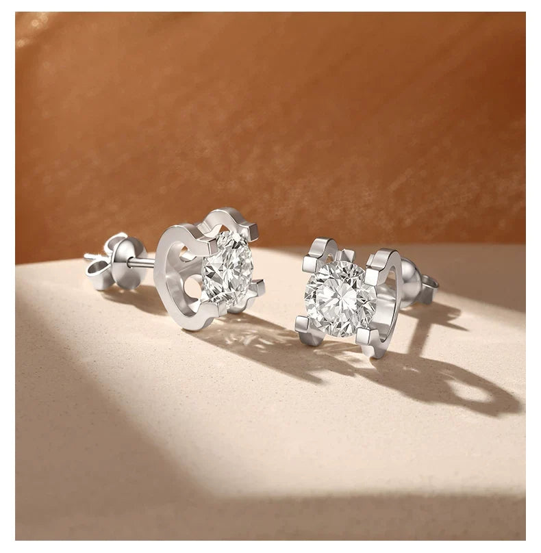 [Pair] Four-Prong Stud Earrings, 1.00 ct each
