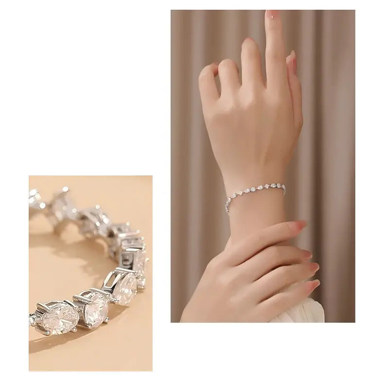 18K White Gold Fancy-Shape Bracelet, 0.30 ct each