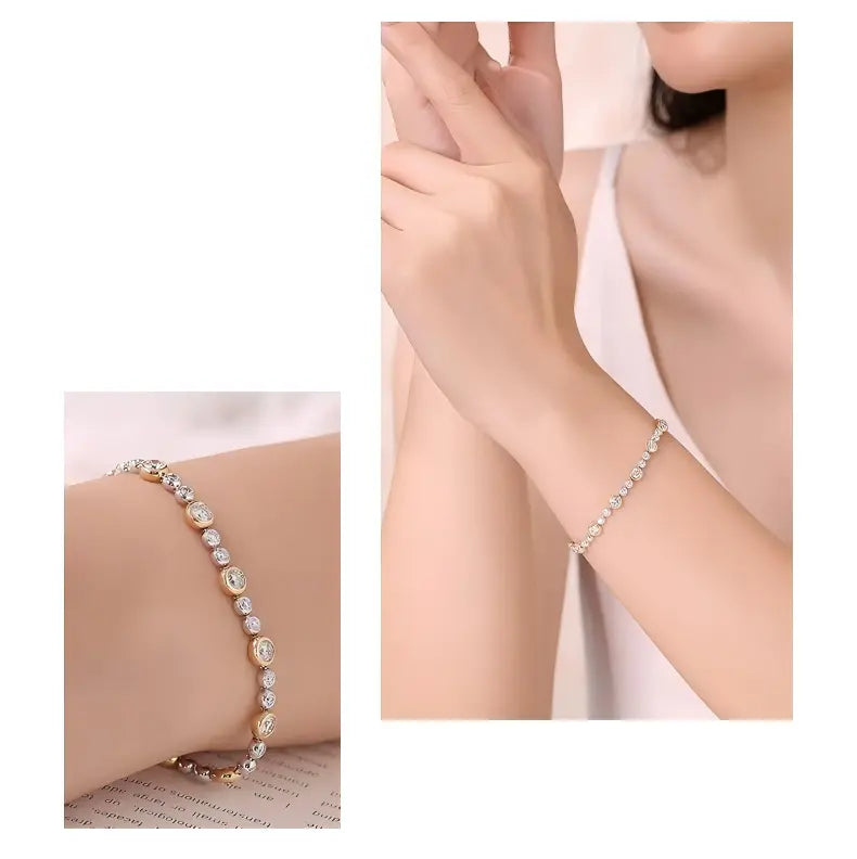 18K White & Yellow Gold Graduated Bubble Bracelet, 4.20ctw