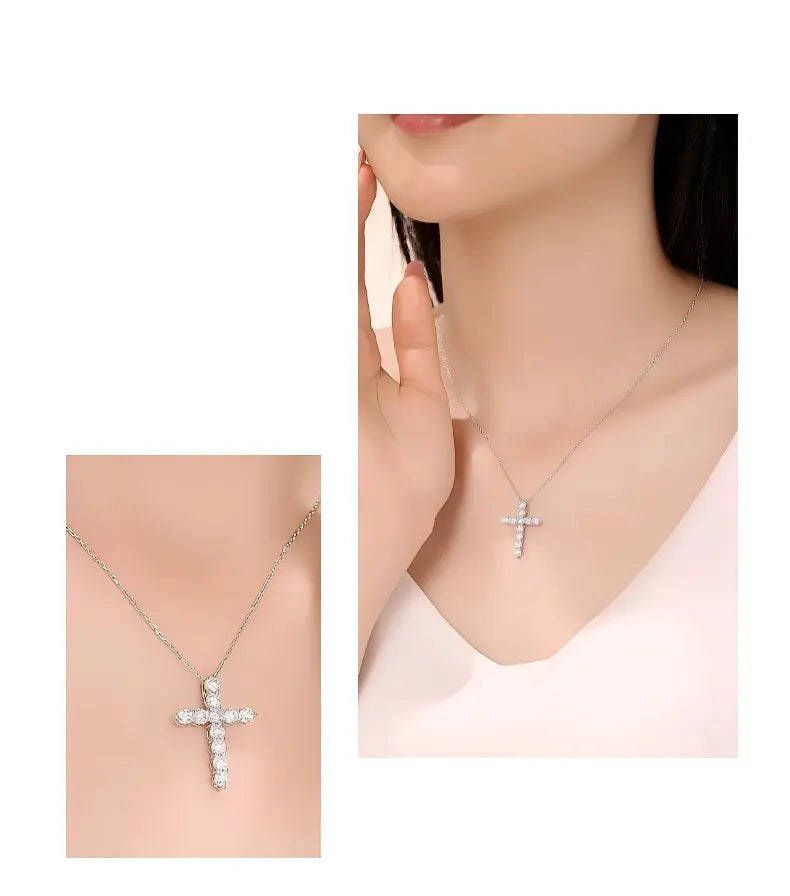 18K White Gold Small Cross Necklace