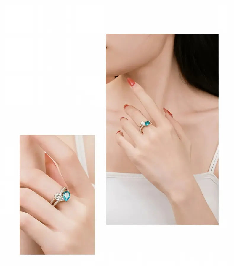 18K White Gold Lightning Double Pear Paraiba-Color Diamond Ring, 2.60ctw