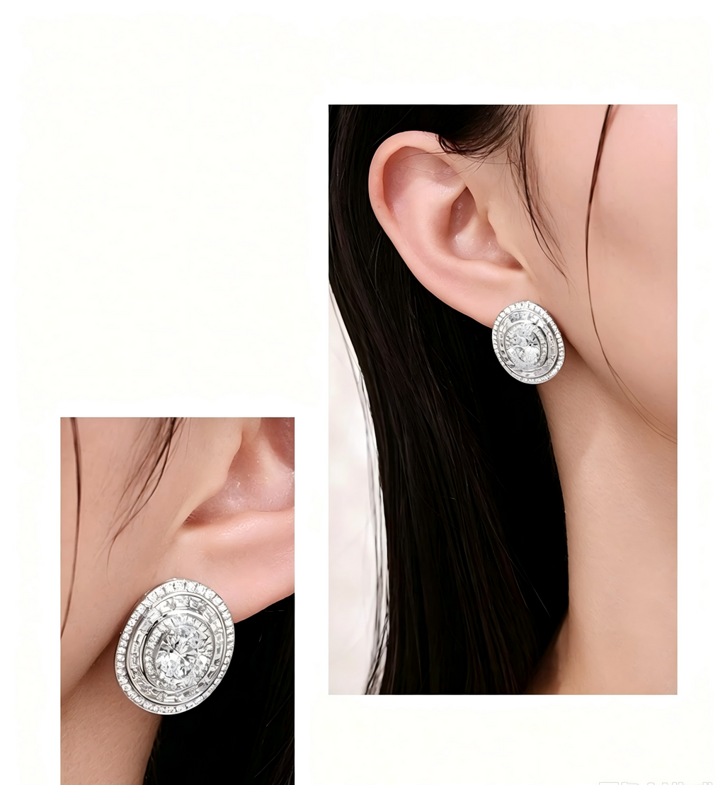 [Pair] PT950 Platinum Oval Roman Miracle Ear Jackets, 4.00ctw center stones