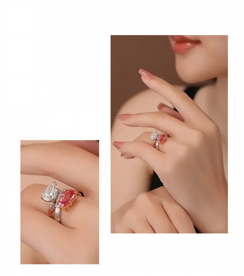 18K White & Rose Gold Pear-Shaped Two-Stone Toi et Moi Diamond Ring, 2.00 ct each center stone