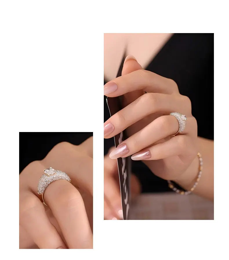 18K White Gold Oval Celestial Full-Diamond Ring, 1.00 ct center stone