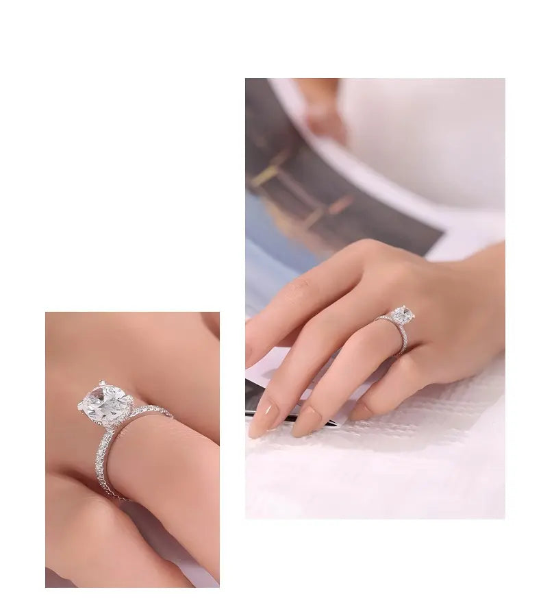 PT950 Platinum Oval Slim Shank Diamond Accent Ring, 3.00 ct